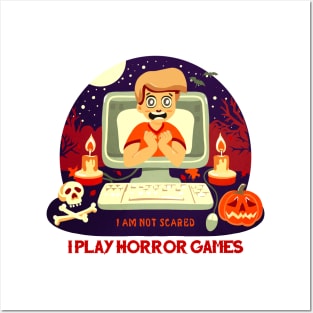 I Play Horror Games Halloween Video Game Scared Boy Posters and Art